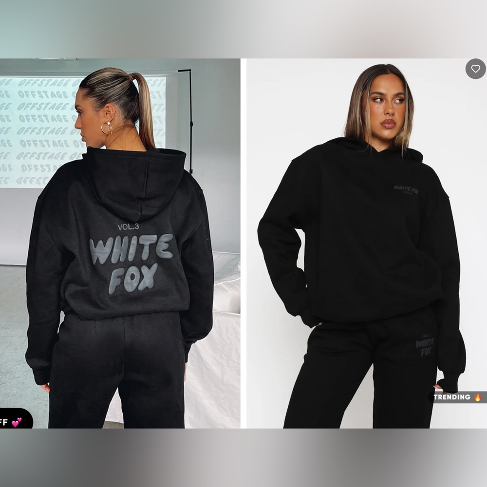 White Fox Black Hoodie & Sweatpants Matching Set